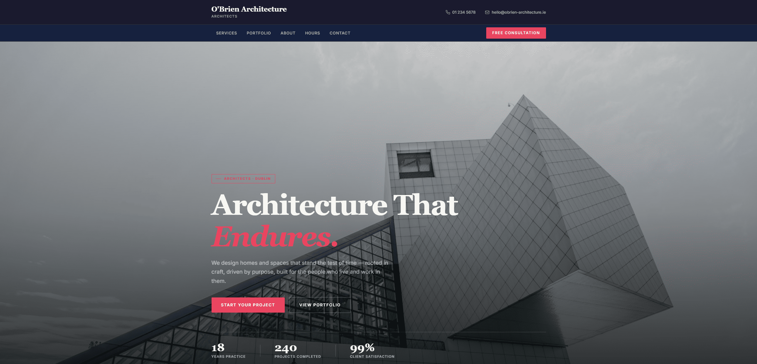 Example professional website built with WebSnug